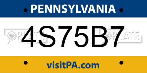 4S75B7 Pennsylvania License Plate