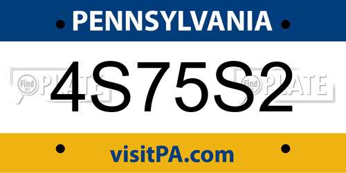 4S75S2 Pennsylvania License Plate