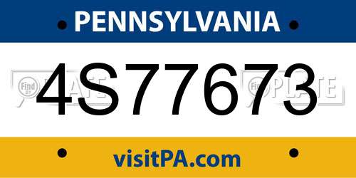 4S77673 Pennsylvania License Plate