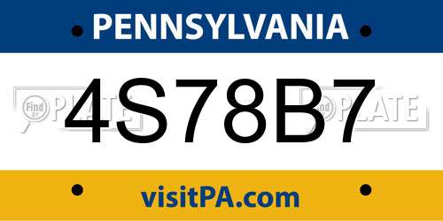 4S78B7 Pennsylvania License Plate