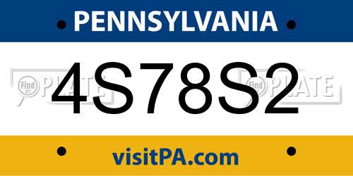 4S78S2 Pennsylvania License Plate
