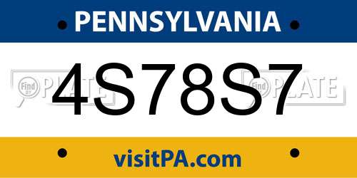 4S78S7 Pennsylvania License Plate