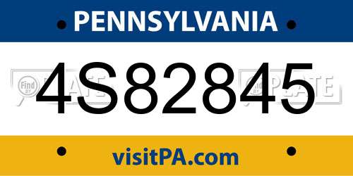 4S82845 Pennsylvania License Plate