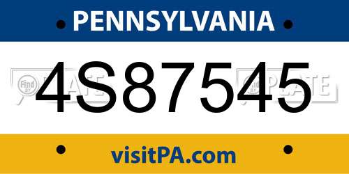4S87545 Pennsylvania License Plate