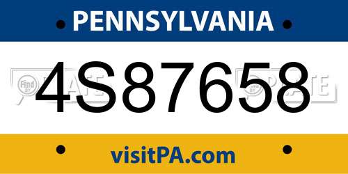 4S87658 Pennsylvania License Plate