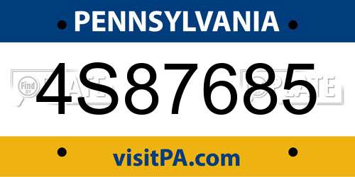 4S87685 Pennsylvania License Plate