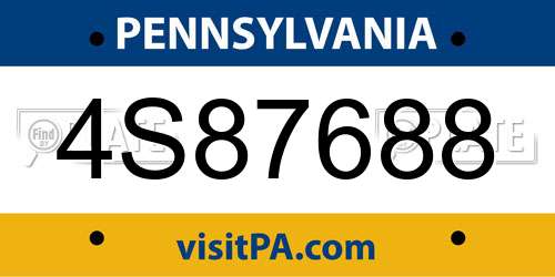 4S87688 Pennsylvania License Plate
