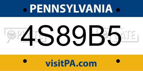 4S89B5 Pennsylvania License Plate