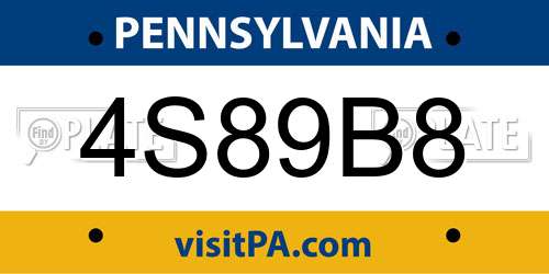 4S89B8 Pennsylvania License Plate