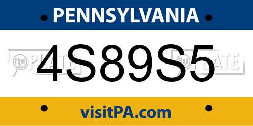 4S89S5 Pennsylvania License Plate
