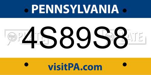 4S89S8 Pennsylvania License Plate
