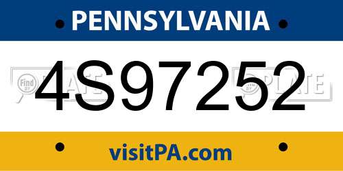 4S97252 Pennsylvania License Plate