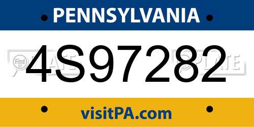 4S97282 Pennsylvania License Plate