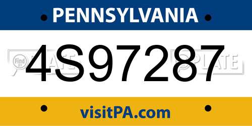 4S97287 Pennsylvania License Plate