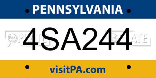 4SA244 Pennsylvania License Plate