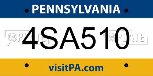 4SA510 Pennsylvania License Plate