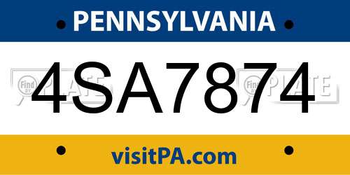 4SA7874 Pennsylvania License Plate