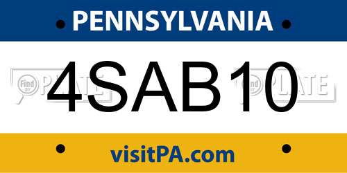 4SAB10 Pennsylvania License Plate