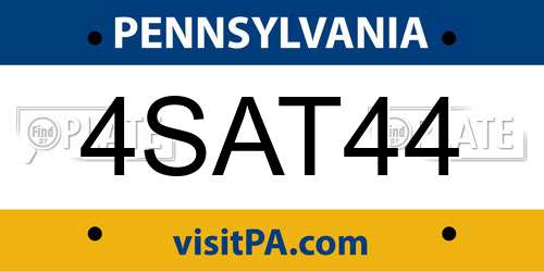 4SAT44 Pennsylvania License Plate