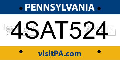 4SAT524 Pennsylvania License Plate