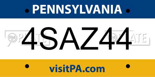4SAZ44 Pennsylvania License Plate