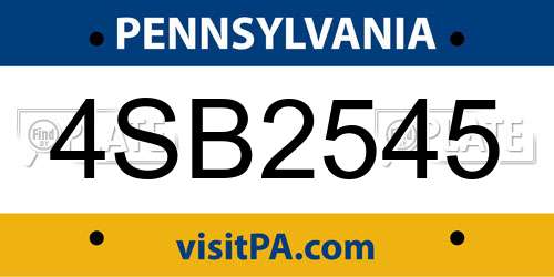 4SB2545 Pennsylvania License Plate