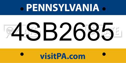4SB2685 Pennsylvania License Plate