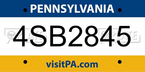 4SB2845 Pennsylvania License Plate