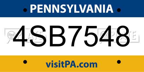 4SB7548 Pennsylvania License Plate