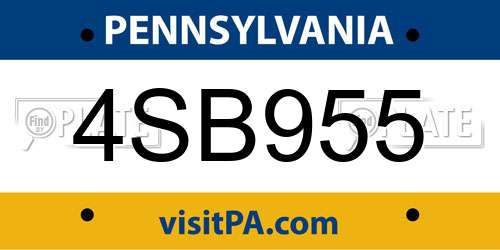 4SB955 Pennsylvania License Plate