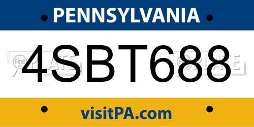 4SBT688 Pennsylvania License Plate