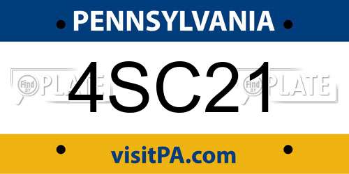 4SC21 Pennsylvania License Plate