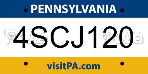 4SCJ120 Pennsylvania License Plate