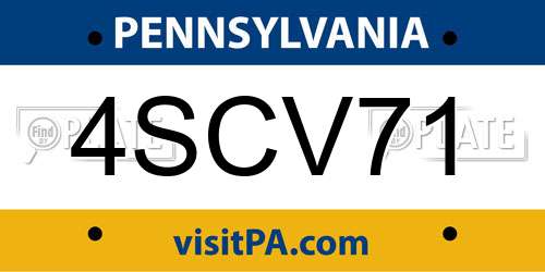 4SCV71 Pennsylvania License Plate