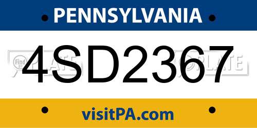 4SD2367 Pennsylvania License Plate