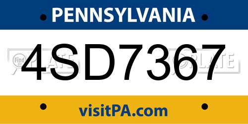 4SD7367 Pennsylvania License Plate