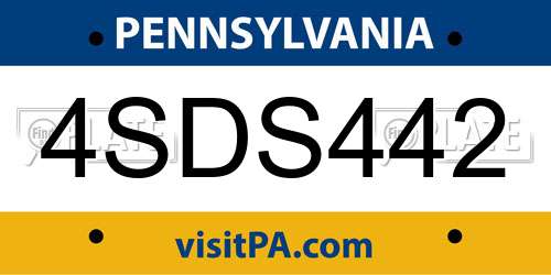 4SDS442 Pennsylvania License Plate