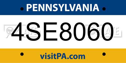 4SE8060 Pennsylvania License Plate