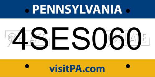 4SES060 Pennsylvania License Plate