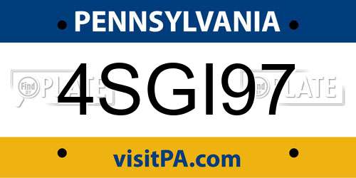 4SGI97 Pennsylvania License Plate