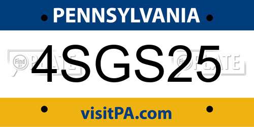 4SGS25 Pennsylvania License Plate