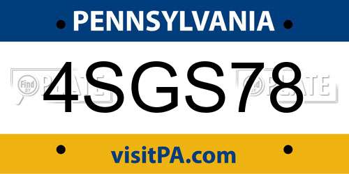 4SGS78 Pennsylvania License Plate