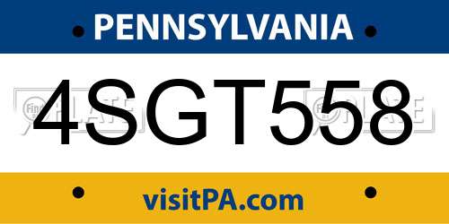4SGT558 Pennsylvania License Plate