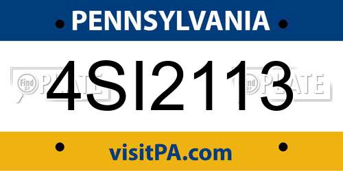 4SI2113 Pennsylvania License Plate