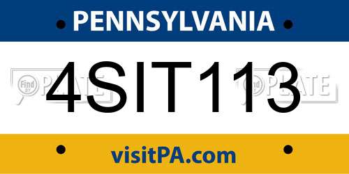 4SIT113 Pennsylvania License Plate