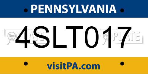 4SLT017 Pennsylvania License Plate