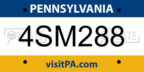 4SM288 Pennsylvania License Plate