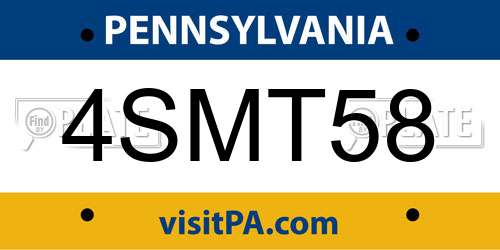 4SMT58 Pennsylvania License Plate