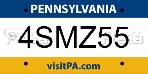 4SMZ55 Pennsylvania License Plate