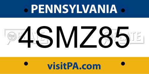 4SMZ85 Pennsylvania License Plate